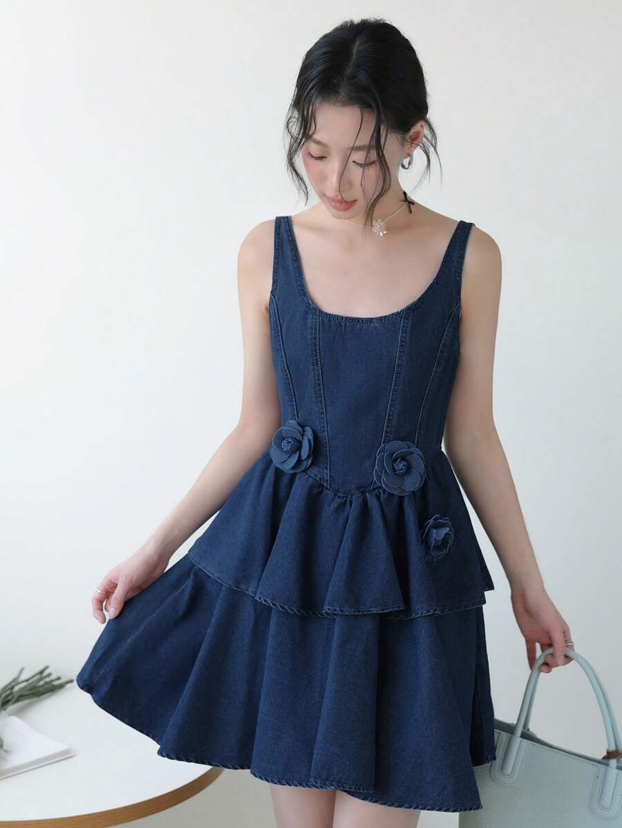 SHEIN EZwear Vestido mini ajustado sin mangas de mezclilla para mujer, conjunto informal de verano azul para mujer, atuendos de graduación para mujer, atuendos de vacaciones para mujer, atuendo de concierto de country, atuendo de concierto para mujer, atuendos de crucero para mujer, estilo de dinero viejo para mujer, atuendos para salir, atuendos de festival para mujer, atuendos de vacaciones para mujer, atuendos de cumpleaños para mujer, lindo conjunto de verano