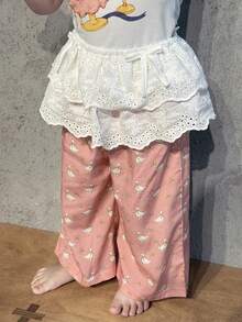 Dazy Kids 女婴（婴儿/幼儿）可爱韩版休闲荷叶边系带裙蕾丝裤，夏季 - 白色 - 查看 5