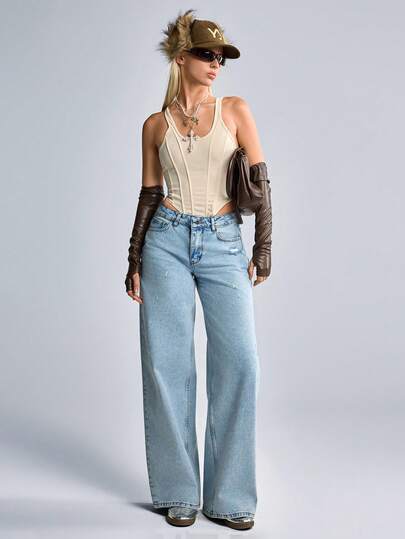 CasuGlow WOMEN LOOSE LOW WAIST WIDELEG EVERYDAY CASUAL JEAN Wide Leg Jeans Baggy Jeans Loose Jeans Oversized Jeans Flared Jeans