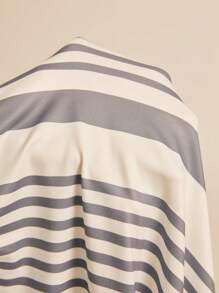 Freevana Plus Size Women Boho Striped & Printed Round Neck Short Sleeve Casual Dress With Side Slit Hem For Summer,Beach Dress Sundress,Holiday Outfits - Grey - View 7