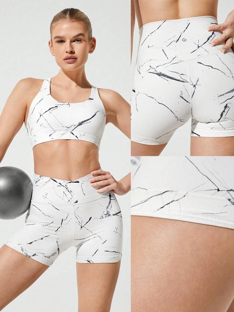 4.3" FeatherFit™ Crossover Anti-Slip Biker Shorts With Built-In Seamless Shorts Low Impact Yoga Pilates Daily Gym