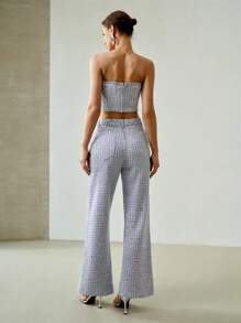 MOTF PREMIUM SEQUIN TEXTURE BANDEAU FASHIONABLE DENIM SET - Baby Blue - View 3