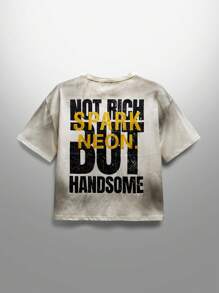 NEON BLANC 1pc Men's Street Style Fitted Crew Neck Knit T-Shirt, Suitable For Summer