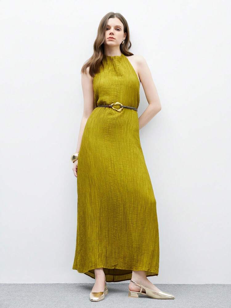 CUCCOO BIZCHIC Women's Round Toe Low Chunky Heel Gold Casual Comfortable All-Match Versatile Slingback Flats Loafers For Christmas Spring Shoes