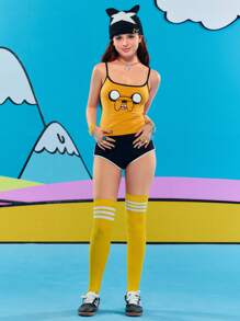 Adventure Time X ROMWE Y2K 风格可爱又奇特的卡通图案拼色修身吊带背心