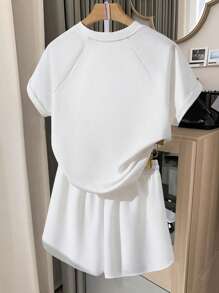 INAWLY 1 Set Women's Casual Raglan Sleeve Loose Short Sleeve T-Shirt, Knight Pattern
