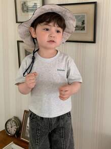 Hapijoa Baby Boy Casual Printed Round Neck Short Sleeve T-Shirt - Grey - View 2