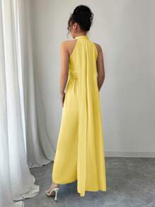 Rafferiza 女式春夏无袖超长太阳裙，浅蓝色 - 黃色 - 查看 2