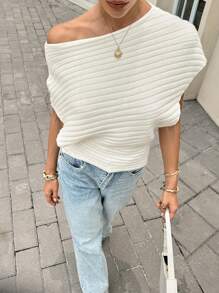 Siren Gaze New Autumn Off The Shoulder Sweater For Women, Travel Tops, Back To School Season Clothing, Fashionable And Elegant Commuter Travel Tops, Autumn Clothing For Women Summer - Apricot - View 4