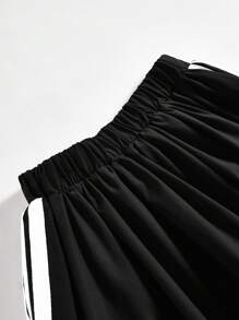 Coolane Kids Tween Girls Summer Streetwear Cute Color Block Striped Mini Bubble Athletic Skirt, Back To School ,Y2K ,Streetwear Fall Winter - Black - View 8