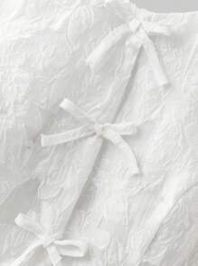 Ontre Tween Girl Bow Decor Jacquard Fabric Camisole - White - View 4