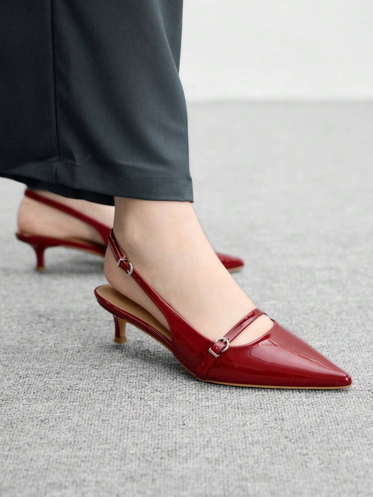 CUCCOO BIZCHIC Women's Fashionable Spring/Summer New Style Low Heel, Kitten Heel Backless Bow-Knot Pointed Toe Flats