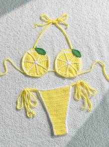 Swim Mod 女士度假海滩柠檬针织罩衫