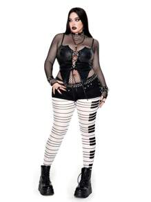 Whyspr 深色钢琴键盘印花复古高弹透明紧身裤