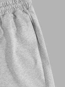 RueChic Pantalones cortos de hombre con cintura elástica con cordón y estampado de sonrisa