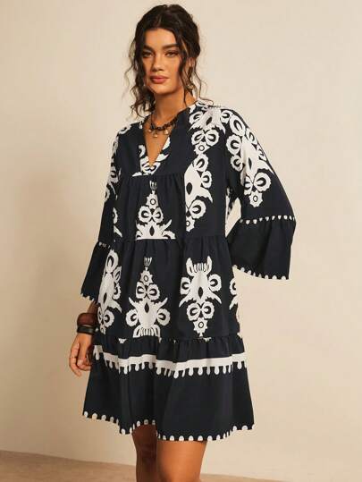 Freevana 大码度假花朵娃娃裙