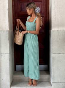 Quần yếm kẻ sọc thanh lịch thời trang mùa hè mới cho nữ - màu xanh lá - Xem 6