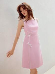 MOTF PREMIUM VÁY BẦU CÓ CHI TIẾT NƠ CÓ ĐƯỢC ỐNG KÍNH TƯƠNG PHẢN - Màu Hồng baby - Xem 6