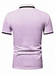 Calvornis Áo thun polo nam có túi viền tương phản, công sở thường ngày, mùa hè - Màu tím hoa cà - Xem 2