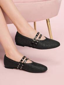 CUCCOO DOLLMOD Chaussures de mode uniques tissées à la main pour femmes, nouveaux design de ballerines à double bride - Noir - Voir 3