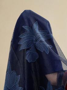 Anewsta Vestido elegante com manga bufante bordado casual para férias feminino