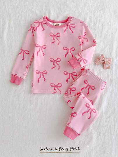 Cozy Pixies Baby Girl Botanical Floral Print Snug Fit Pajama Set, Knit Soft Round Neck Short Sleeve Top And Elastic Waist Shorts Pink Bow Baby Outfit Baby Girl Pajamas Bows Tight Fit Pajama Baby Girl Pajama Set Baby Girl Sleep Wear