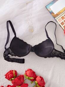 SHEIN 1 件女士蕾丝厚杯加厚聚拢钢圈文胸