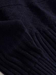 EURMUSE Men Cable Knit Detail Crew Neck Regular Sweater - Navy Blue - View 4