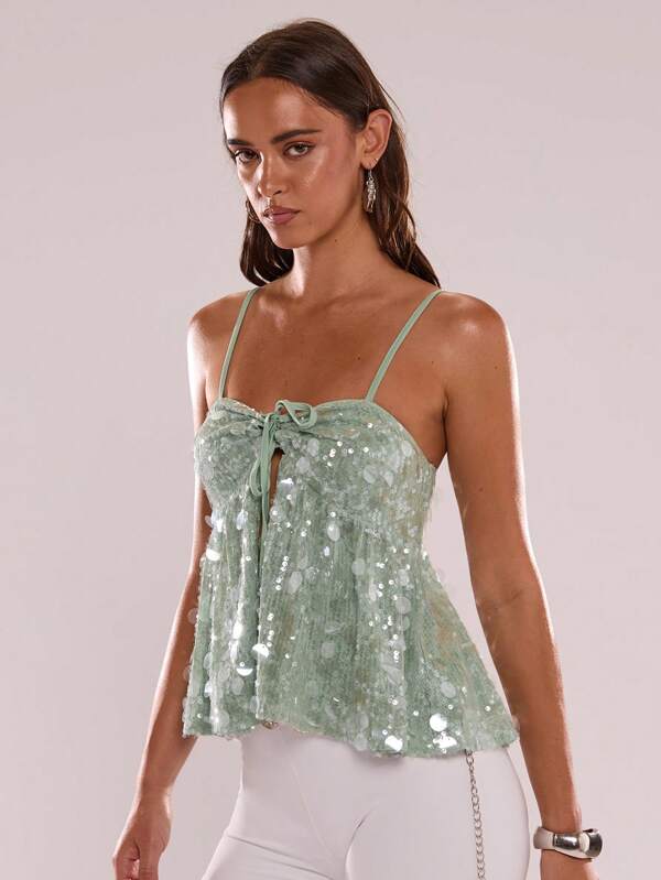 SHEIN BAE Damen Sommer Sexy Wunderschöne Pailletten Boho Strandurlaubskleidung Damen Rückenfreie Neckholder Sommertops, Sommer Damenkleidung, Sexy Clubwear Damen, Strandurlaubsoberteile