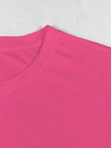 SHEIN LUNE Camiseta de talla grande estampada con "La amabilidad es gratis" - Rosa Fucsia - Ver 3