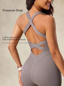OutZeal Sweat Wicking Crossover Strap Removable Pads Jumpsuit Daily Gym Yoga - Grey - View 4