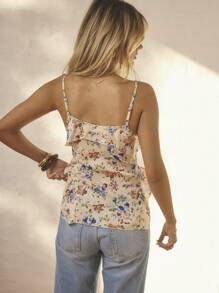 Aralina Ruffle Layered Lightweight Fabric Vacation Babydoll Style Top - Apricot - View 2