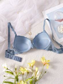 SHEIN 1 件女士宽肩带蕾丝衬垫聚拢钢圈文胸