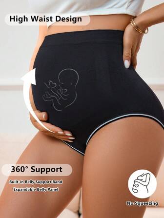 Moonlight & Mama 1pc Seamless Solid Color High Waist Maternity Panty