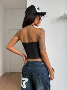 StreetHx 街头风格女式休闲运动字母和星星印花V领背心