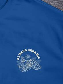 Manfinity Hypemode 男士夏季休闲水果标语印花T恤 - 藍色 - 查看 4