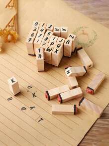 SHEIN 40 Pieces In 1 Box Alphabet Stamps Alphabet Stamp Set With Alphanumeric Symbols For Journaling Wooden Alphabet Stamp Set, Uppercase And Lowercase Letters For Scrapbooking, Diary And Envelope Seals, Wooden Letters For Crafts Scrapbook Stamps School Supplies School Supplies For School Office Supplies School Stuff Office Supplies For Desk Office Supplies Office Desk Supplies Back To School,Back To School,School Supplies