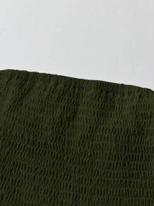 SHEIN MOOSTA 大码女式纯色双层荷叶边下摆抹胸上衣，度假风格