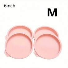 4pcs Round Shape Silicone Cake Molds Set - Non-Stick, Layered, Multi-Size (4''/6''/8''), Bread Pan, Toast Molds, Cake Tray, Kitchen Gadgets, Home Kitchen Essentials, Baking Tools, Easy Release, Space-Saving Design - Pink - View 7