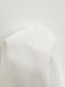 Linhara 大尺碼女款圓領七分袖前襟刺繡開襟襯衫，百搭時尚，適合春夏季日常、休閒與上班穿著 - 白色 - 查看 6