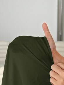 SHEIN EZwear Plus Size Women High Waist A-Line Skirt - Army Green - View 7