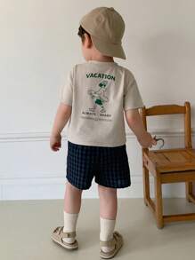 Hapijoa Infant/Toddler Boys' Street Style Casual Printed Short Sleeve Top, Summer - Beige - View 1