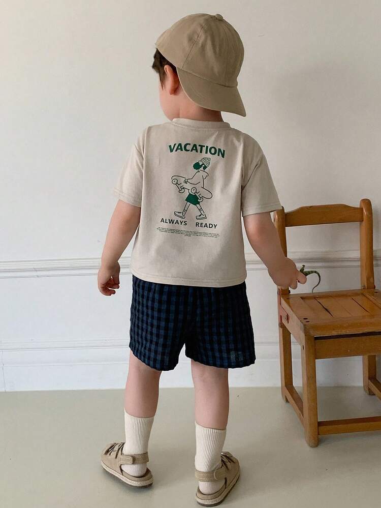 Infant/Toddler Boys' Street Style Casual Printed Short Sleeve Top, Summer