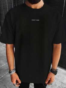 GENTILAND Men's Slogan Print Crew Neck Casual Loose T-Shirt, Couple Things