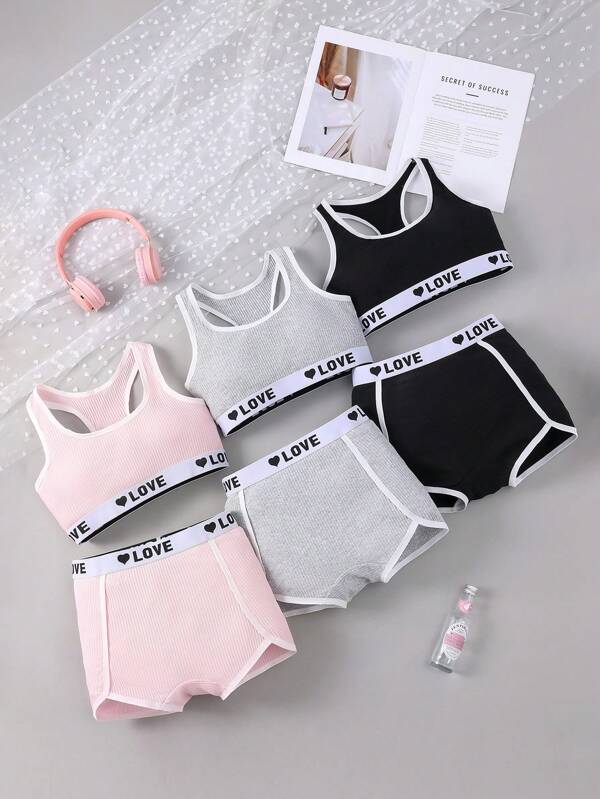 6pcs/Set Teenage Girls' Comfortable Sports Underwear Set