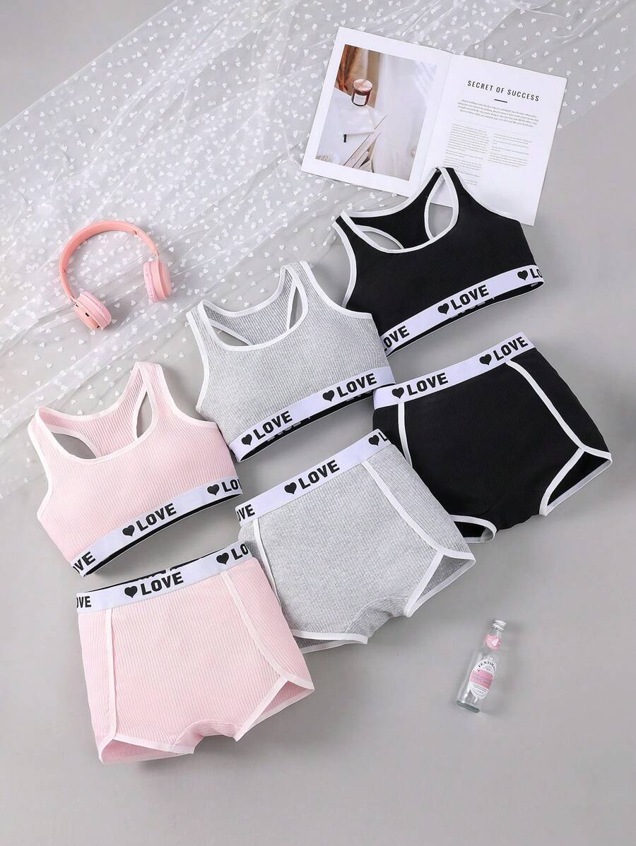 6pcs/Set Teenage Girls' Comfortable Sports Underwear Set - Multicolor - View 1