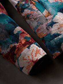 Manfinity Hypemode Men's Casual Jacquard Rave Long Sleeve Jacket,Fall - Multicolor - View 6