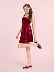 CUCCOO DOLLMOD Giày lười đế bằng vải nhung đỏ Burgundy cổ điển thoải mái cho nữ, thanh lịch và thời trang - Màu Đỏ Sâu - Xem 10