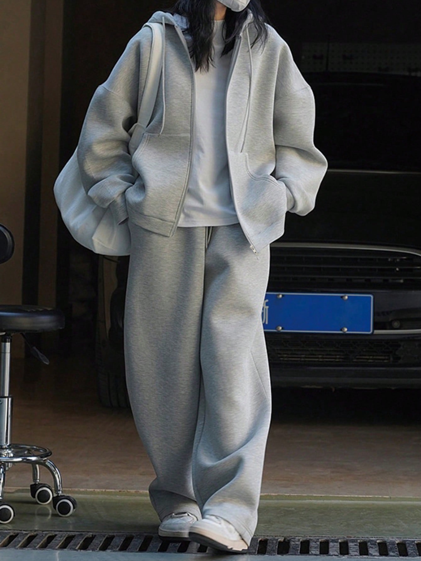 INAWLY مجموعة بلوزة رياضية هودي بسحاب وبنطلون رياض...