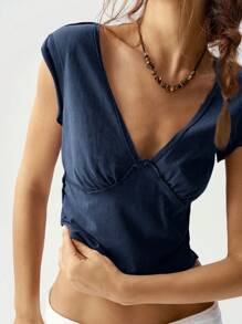 Bohemela 1 件女式 V 领无袖紫色 T 恤，度假